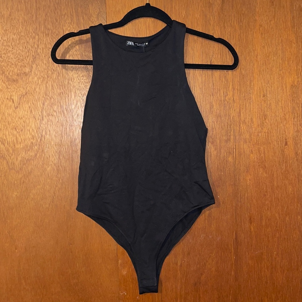 Zara Black Sleeveless High-Neck Bodysuit
